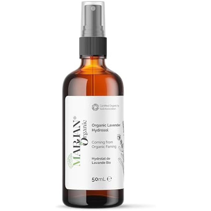 MARJAN ORGANIC 100% ORGANIC LAVENDER HYDROSOL FLORAL WATER 50ML  NATURAL TONER & GENTLE CLEANSER  FACE, BODY & HAIR MIST  IDEAL FOR SENSITIVE SKIN & DIY BEAUTY  VEGAN & GMO-FREE - Image 1